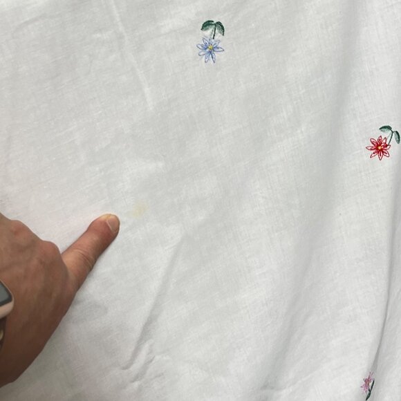 Embroidered White Tablecloth Floral Baskets & Cutwork Design Rectangular 98X66 - Picture 9 of 13